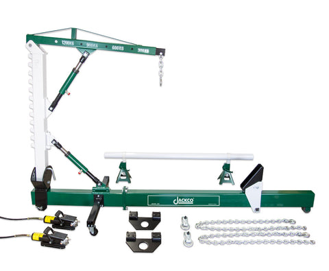 859 - Jackco Body Straightener with Two Air Hydraulic Pumps & Crane